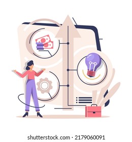 Starting a new business project. Development process. Product innovation, creative ideas. Starting launch, Startup business, entrepreneurial concept
