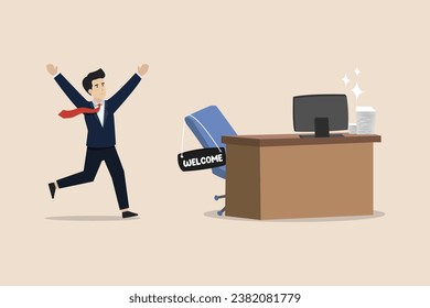 Starting a new job, employee moving to the office, accepting new employees or starting a career position, recruitment concept, entrepreneurs starting a new work journey to welcoming the office desk.