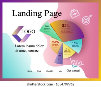 página de inicio con una imagen de gráfico, portafolio y gráfico. Página de inicio de un sitio web o página de inicio