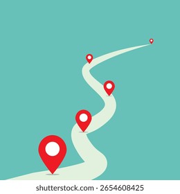 Comenzando por carretera y camino con marcador. Concepto de camino de hito de proyecto empresarial. Puede ser un símbolo de ruta en los negocios.