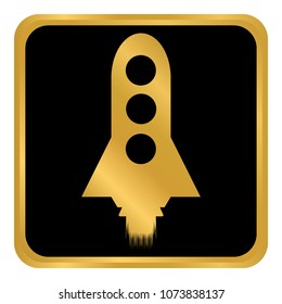 Starting rocket button on white background. Vector illustration.