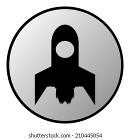 Starting rocket button on white background. Vector illustration.