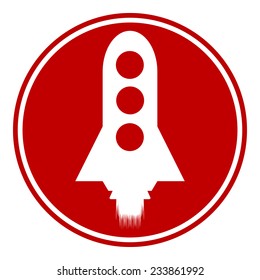 Starting rocket button on white background. Vector illustration.
