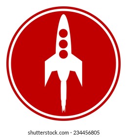 Starting rocket button on white background. Vector illustration.