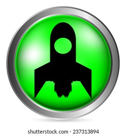 Starting rocket button on white background. Vector illustration.