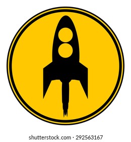 Starting rocket button on white background. Vector illustration.