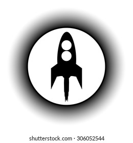Starting rocket button on white background. Vector illustration.