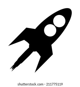 Starting rocket icon on white background. Vector illustration.