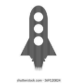 Starting rocket sign on white background. Vector illustration.