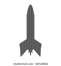 Starting rocket sign on white background. Vector illustration.