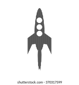 Starting rocket sign on white background. Vector illustration.