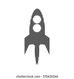 Starting rocket sign on white background. Vector illustration.