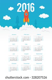 Starting rocket vector 2016 year calendar template