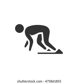 Starting runner icon in single color. Sport athlete championship jogging sprint