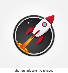 Starting spacecraft vector illustration logo