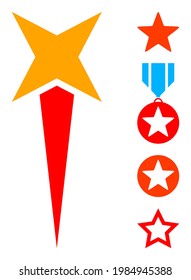 Starting star icon designed in flat style. Isolated vector starting star icon illustrations on a white background, simple style. Some similar icons appended.
