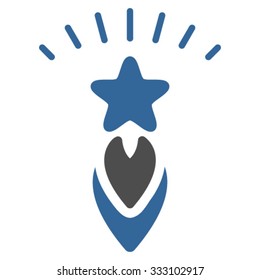 Starting Star vector icon. Style is bicolor flat symbol, cobalt and gray colors, rounded angles, white background.