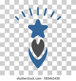 Starting Star vector pictograph. Illustration style is flat iconic bicolor cobalt and gray symbol on a transparent background.