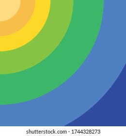 Starting from the upper left corner of the yellow, orange, green and blue circles, growing successively