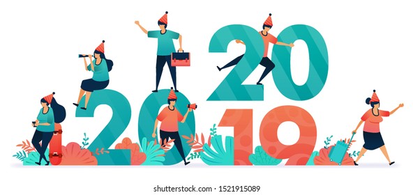 Starting a year end party and Christmas for Christians and Catholics. Start countdown on new year's eve from 2019 to 2020. promotion, marketing and advertising with discounts in December and January