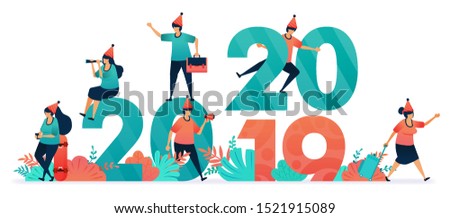 Starting a year end party and Christmas for Christians and Catholics. Start countdown on new year's eve from 2019 to 2020. promotion, marketing and advertising with discounts in December and January