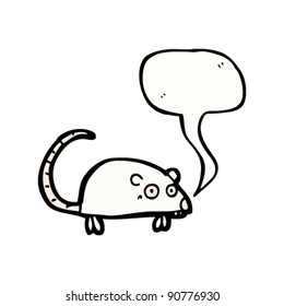 startled cartoon white mouse with speech bubble