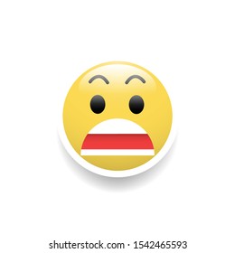 Startled face emoticon,Vector and Illustration.