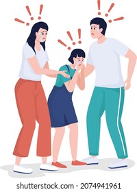Startled family members semi flat color vector characters. Full body people on white. Being in life-threatening situation isolated modern cartoon style illustration for graphic design and animation