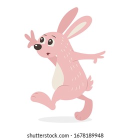 Dibujo ilustrativo del vector de conejo sobresaltado aislado en fondo blanco. Caricatura vectorial asustada. Caricatura de liebre corta. 