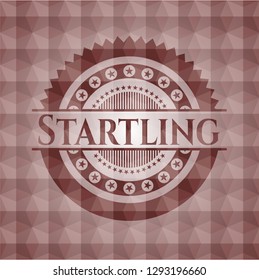 Startling red seamless badge with geometric pattern background.