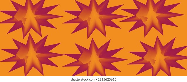 Starts geometric decorative abstract vector for gift wrapping paper and for background template with orange and red background colors