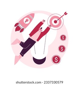 StartUp abstrakte Konzept, Vektorgrafik. Start-up, Unternehmertum, neue Geschäftsidee, Selbstständigkeit, Unternehmertum, Mentoring, Marktvalidierung und Investitionen abstrakte Metapher.