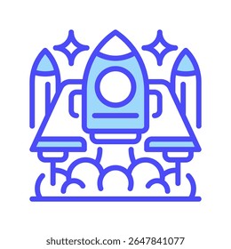 Ícone da linha de aceleração de inicialização, símbolo de esboço para o lançamento de negócios, crescimento rápido, impulso de inovação, capital de risco e sucesso empresarial. Ícone de sinal vetorial.