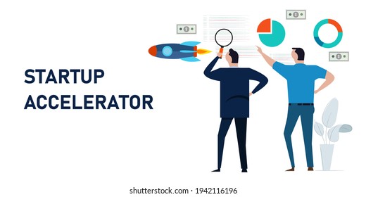 startup accelerator accelerate small business entrepreneur technology rocket fly chart and coding