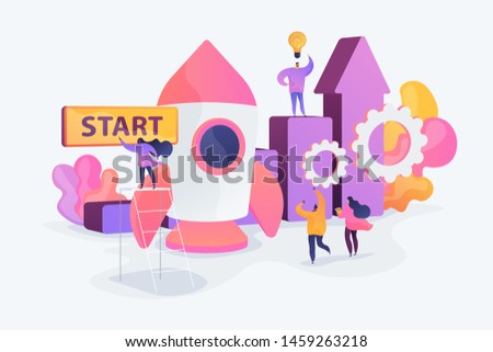 Startup accelerator, seed accelerator, startup mentoring concept. Vector isolated concept creative illustration.