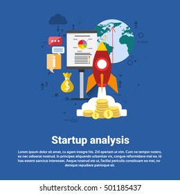 Startup Analysis Financial Business Web Banner Flat Vector Illustration
