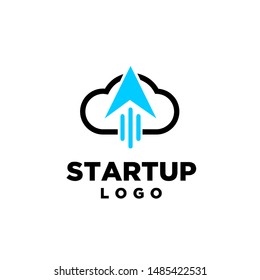 startup arrow in cloud logo icon design vector illustration