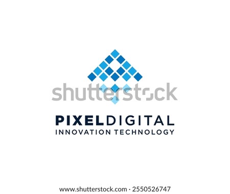 Startup Arrow Up Growth Pixel Digital Solution Innovation Technology Vector Logo Design Illustration