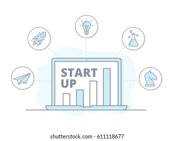 StartUp Banner Concept Laptop graph