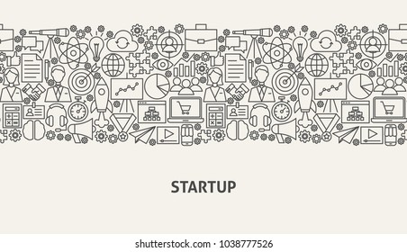 Startup Banner Concept. Vector Illustration of Line Web Design.