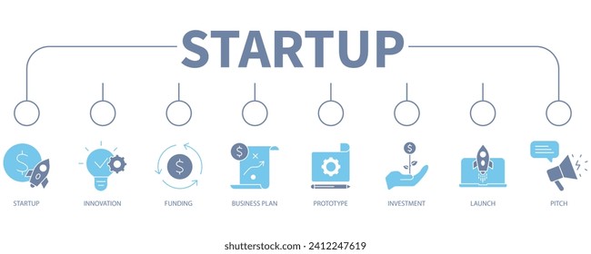 Startup banner web icon vector illustration concept