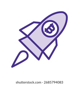 Startup Bitcoin duotone line icon , vector, pixel perfect, illustrator file 