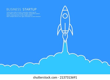 Startup blue background illustration. Concept of business product on market, startup, growth, creative idea. VECTOR EPS10.
