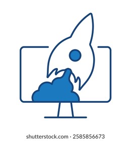 Startup Blue Icon. Digital Marketing Icon Editable Stroke Vector Illustration