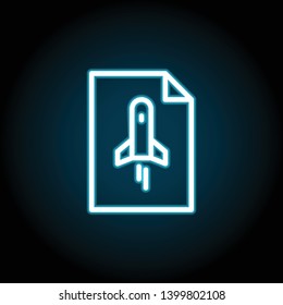 startup, book neon icon. Simple thin line, outline vector of Book icons for UI and UX, website or mobile application on dark blue gradient background