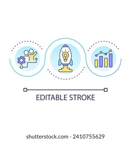 Startup booster loop concept icon. Business development. Successful product management abstract idea thin line illustration. Isolated outline drawing. Editable stroke. Arial font used