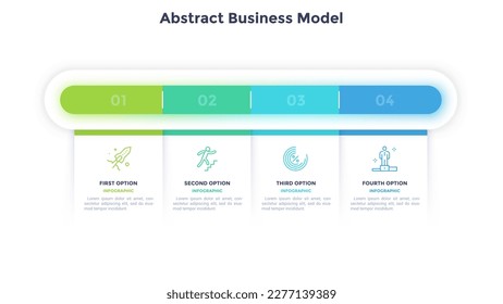 Startup boosting ribbon business model infographic chart template. Development strategy infochart design with thin line icons. Commercial progress. Instructional graphics with 4 steps for banners