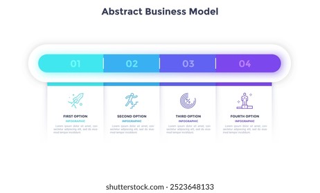 Startup boosting ribbon business model infographic chart template. Development strategy infochart design with thin line icons. Commercial progress. Instructional graphics with 4 steps for banners