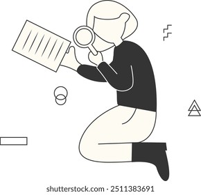 Startup Business Character with Doodle Design Style. Flat Vector Illustration