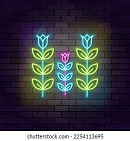 Startup, business, chart neon vector icon on dark wall background. Neon Startup, business, chart vector icon